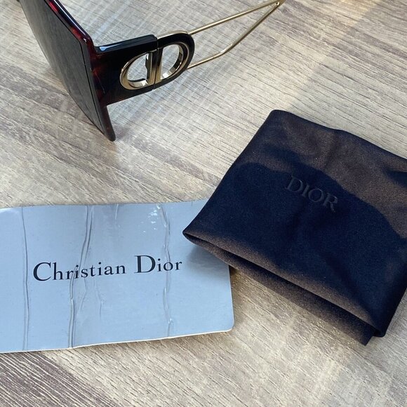 Dior 30 Montaigne Tortoise Dark Havana Oversized Square Gradient Sunglasses - Picture 15 of 16